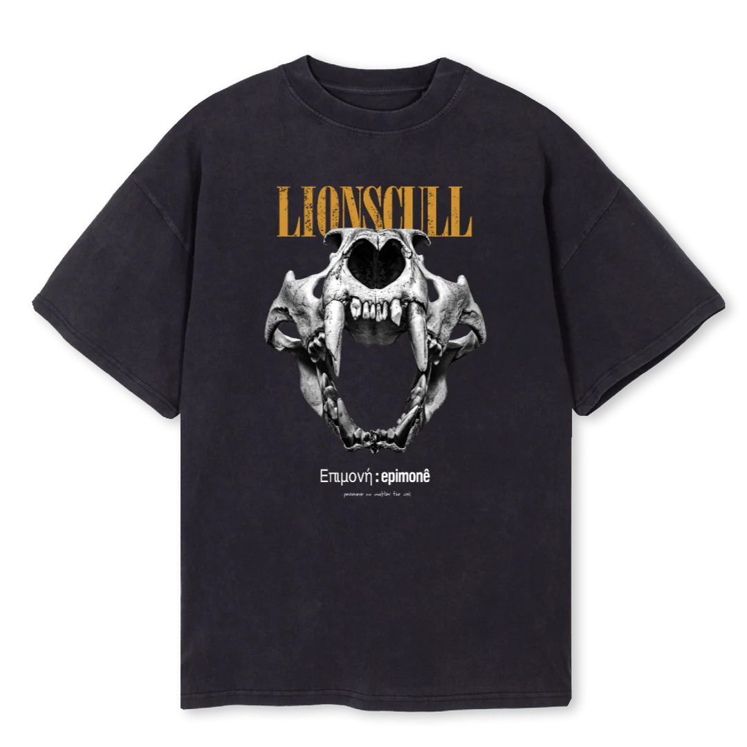 LIONSCULLPERSEVERE Vintage Black Oversized Tee