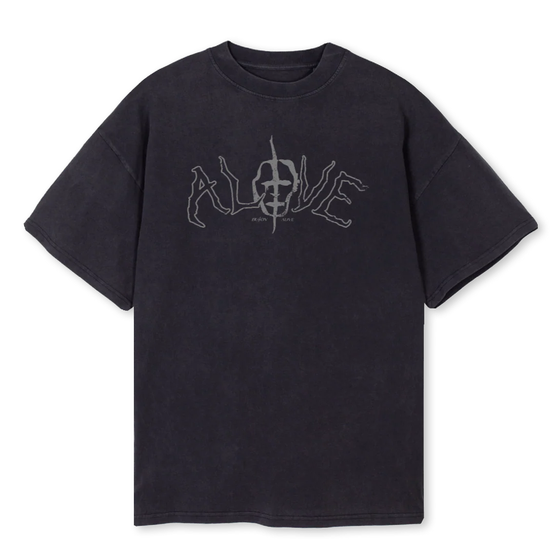 ALIVE Vintage Black Oversized Tee