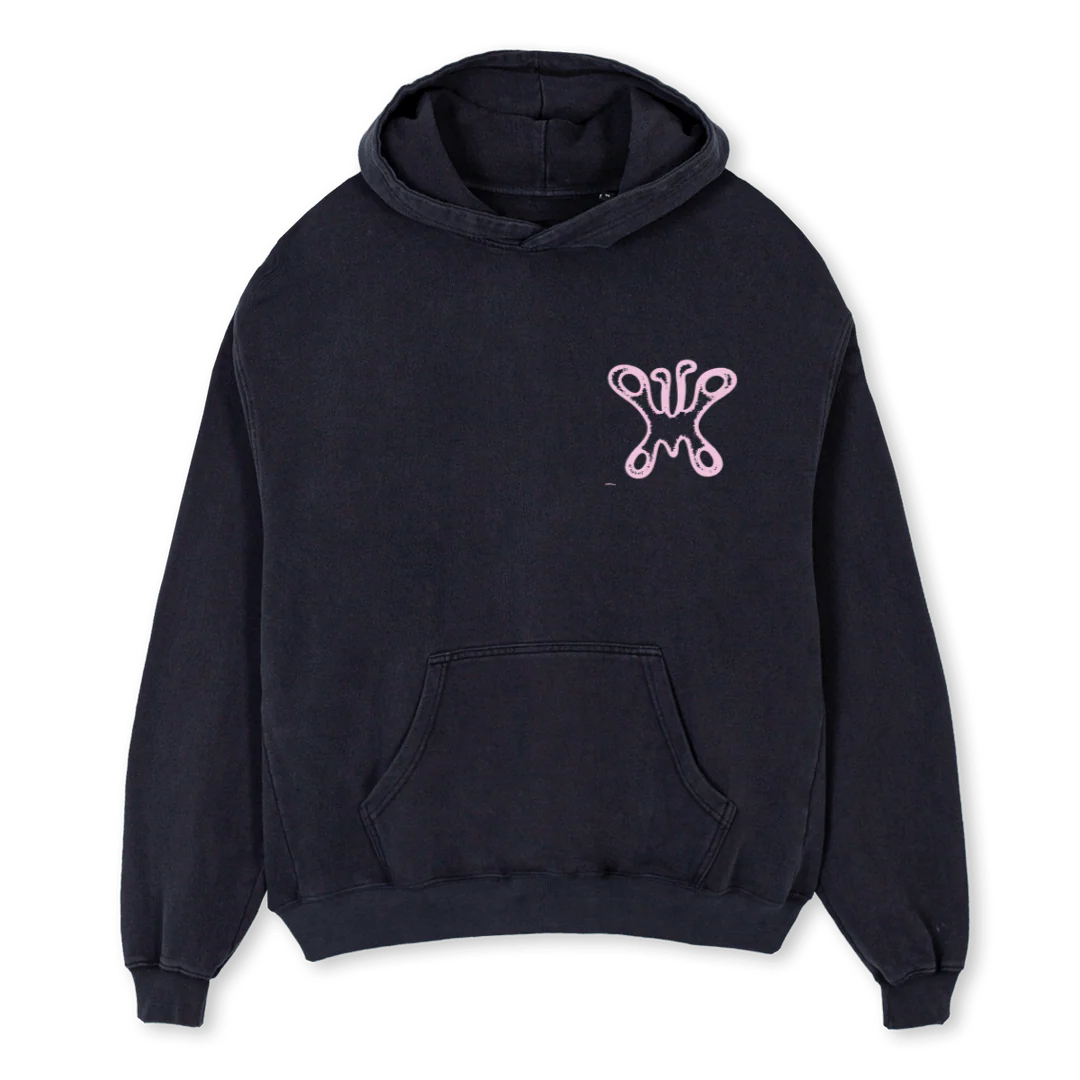 AAABUTTERFLY Vintage Black Oversized Hoodie.