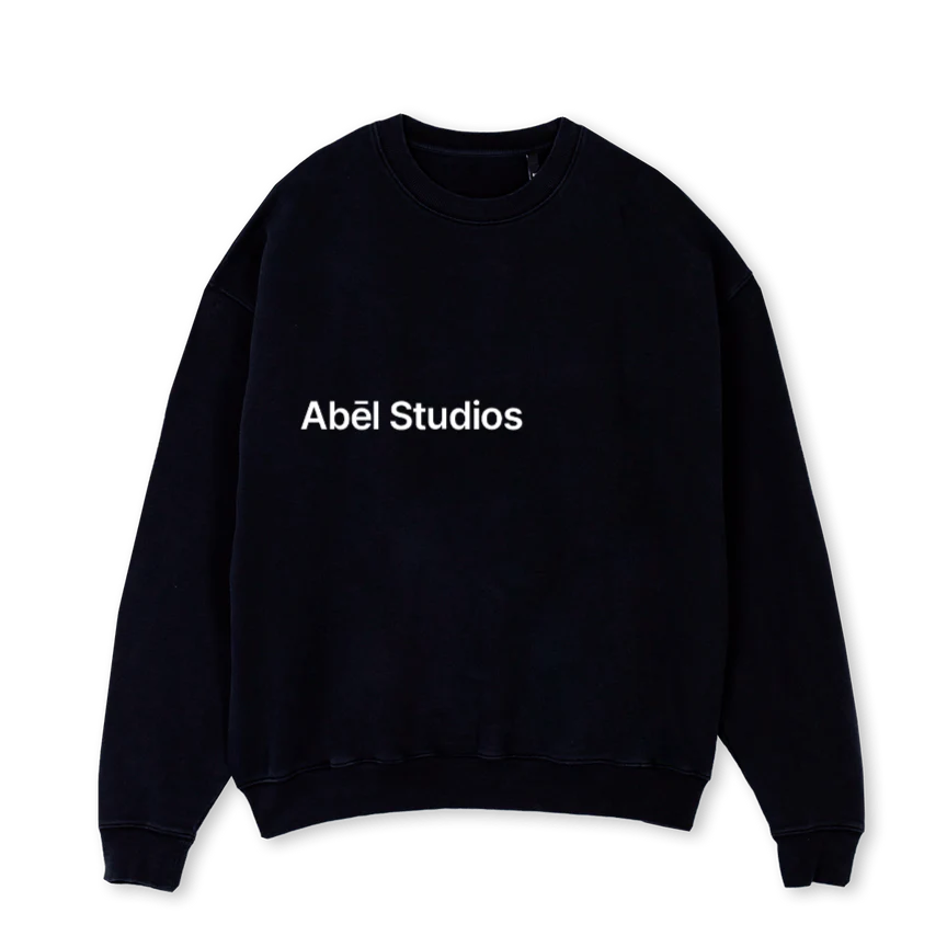 ABELSTUDIOS Black Oversized Crewneck Sweater.