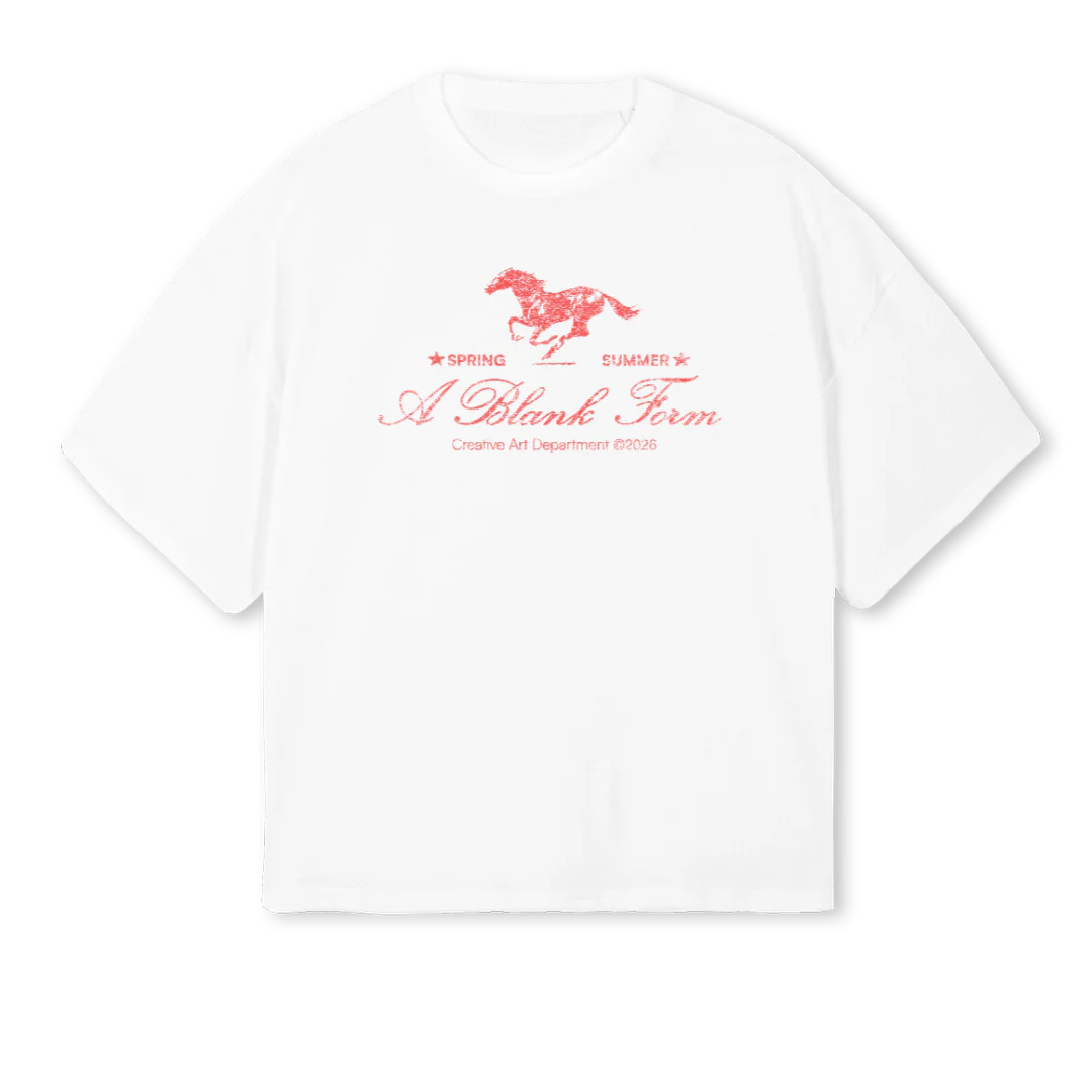 ABF REDHORSE White Oversized Boxy Tee.