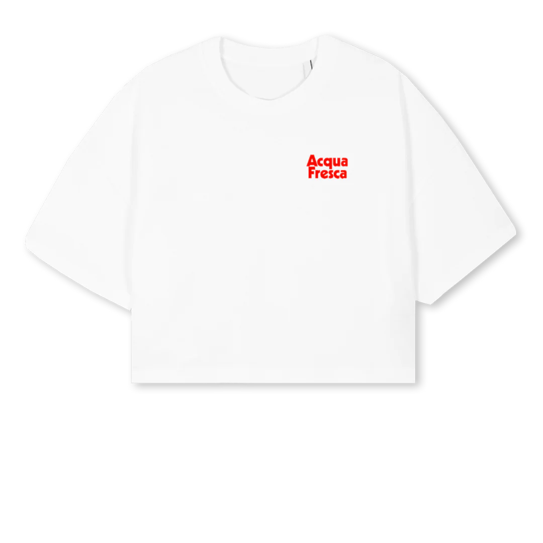 ACQUAFRESCATSHIRTONE White Cropped Oversized Tee.