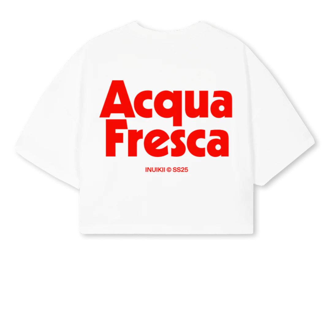 ACQUAFRESCATSHIRTONE White Cropped Oversized Tee. - Image 2