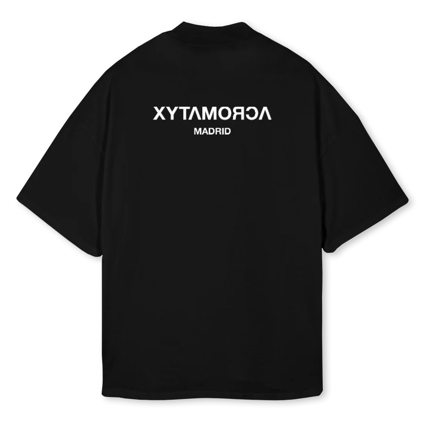 ACROMATYX MADRID Black Oversized Mock Neck Tee. - Image 2