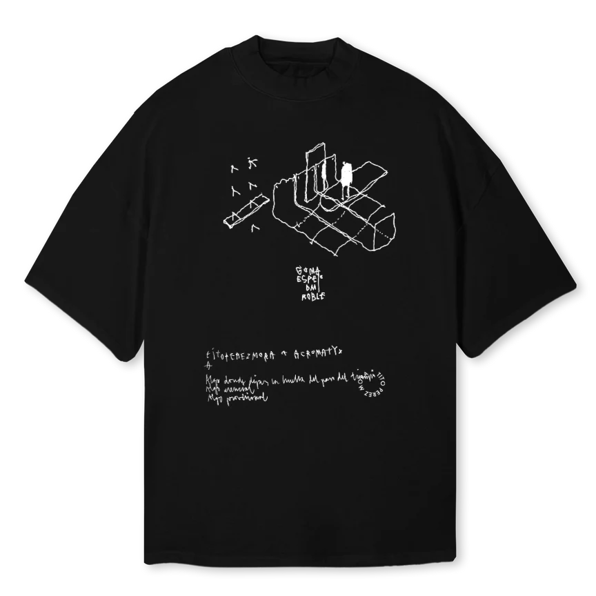 ACROMATYXSHOP Black Oversized Mock Neck Tee.