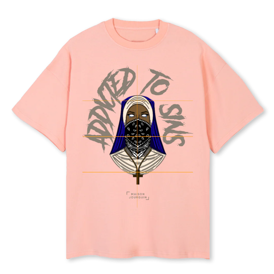 ADDICTED TO SINS Pink Clay Oversized Tee.