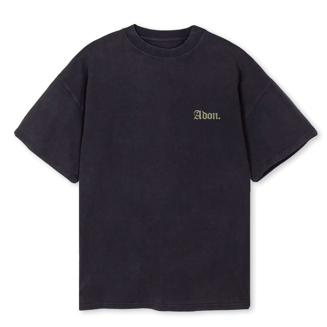 ADONBLACKTEE Vintage Black Oversized Tee.