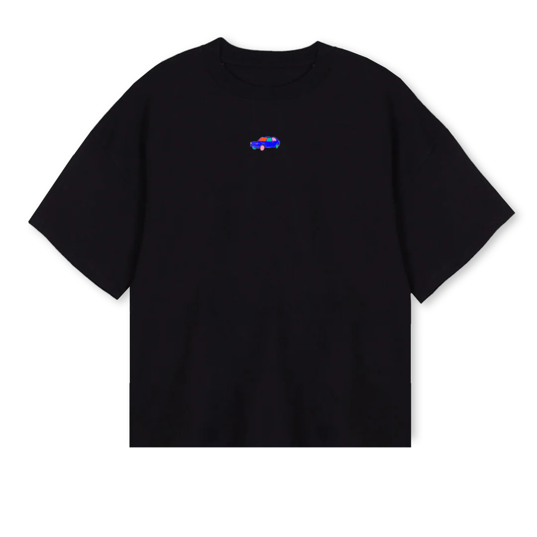 WAL ESSENCE_B Black Oversized Boxy Tee