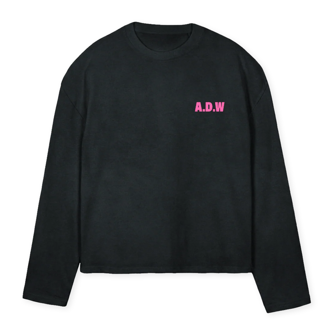 ADWBRUNNERBOXYFB Vintage Black Oversized Boxy LS Tee.
