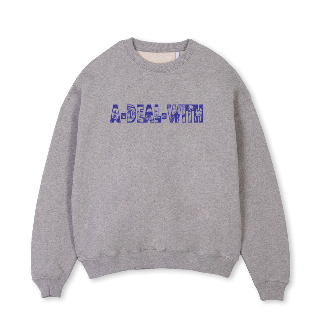 ADWDUDEROYAL Grey Marl Oversized Crewneck Sweater.
