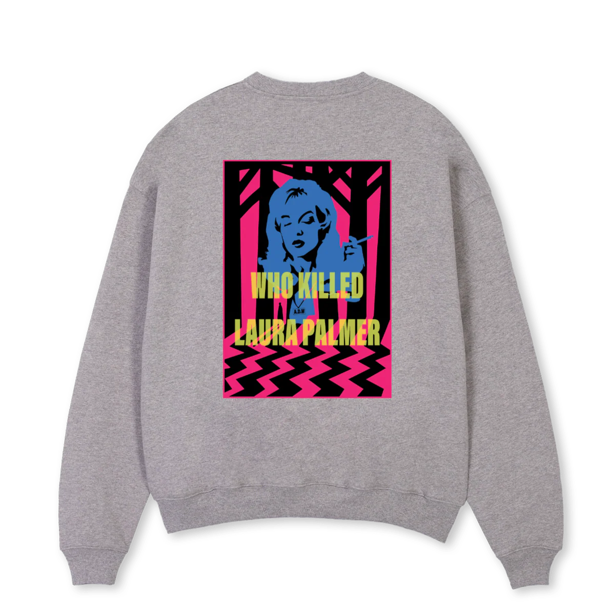 ADWPALMERNEONPNK_1 Grey Marl Oversized Crewneck Sweater. - Image 2