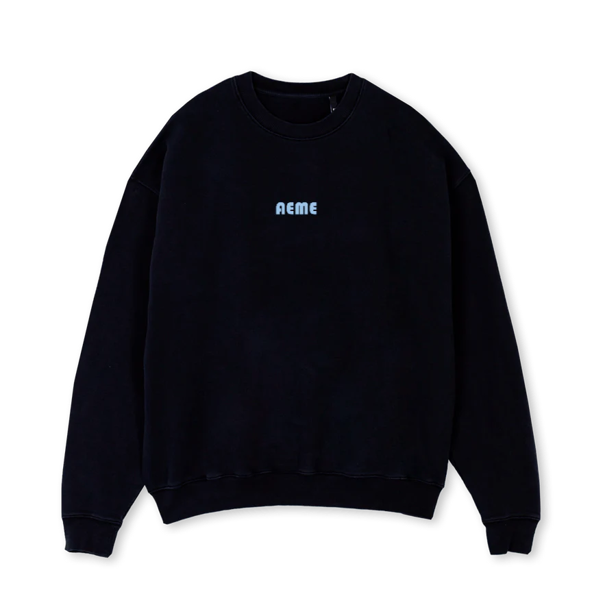 AEME NUMERO UNO Black Oversized Crewneck Sweater.