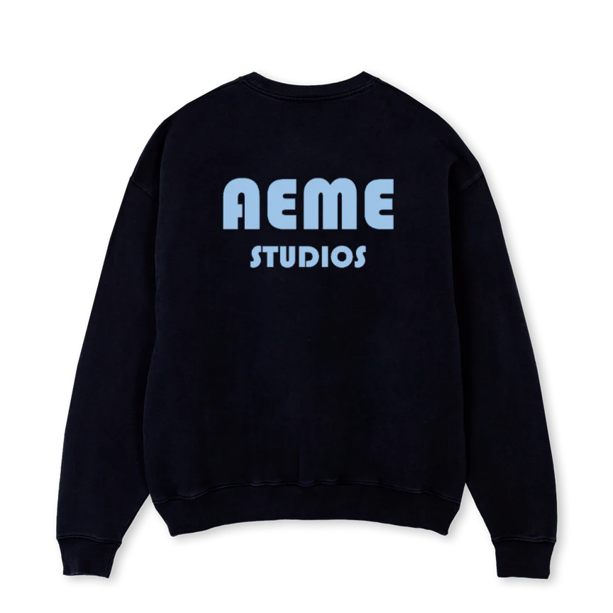 AEME NUMERO UNO Black Oversized Crewneck Sweater. - Image 2