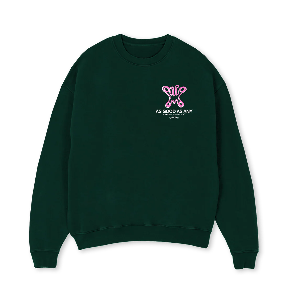 AGAABUTTERFLYCREW Wild Green Oversized Crewneck Sweater.
