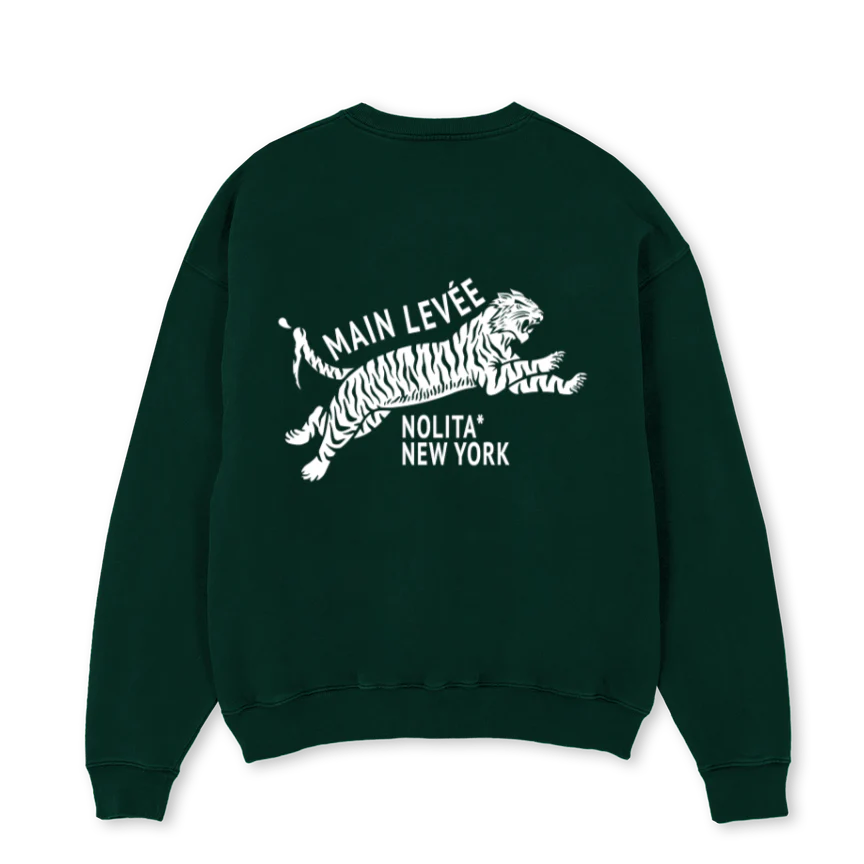 AMLCHINATOWNTIGER_WG Wild Green Oversized Crewneck Sweater - Image 2
