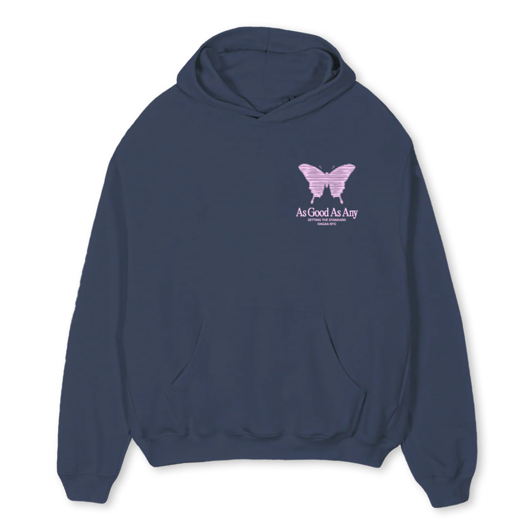 AGAASTATICBUTTERFLY Navy Blue Oversized Hoodie.