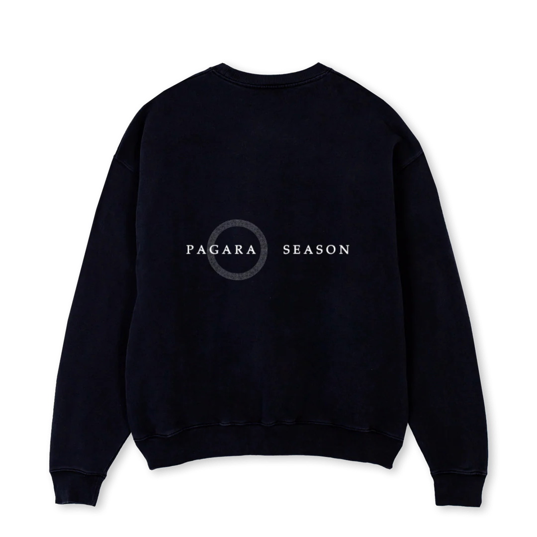 AGEDSTONEZEUS Black Oversized Crewneck Sweater. - Image 2