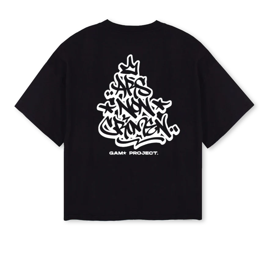 GAMATEE_WB Black Oversized Boxy Tee - Image 2