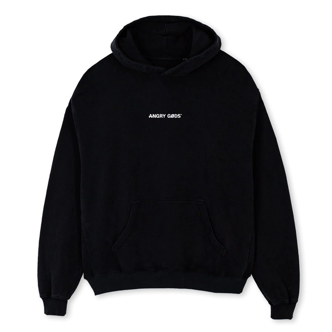 AGNEWSMLOGOBL Black Oversized Hoodie.