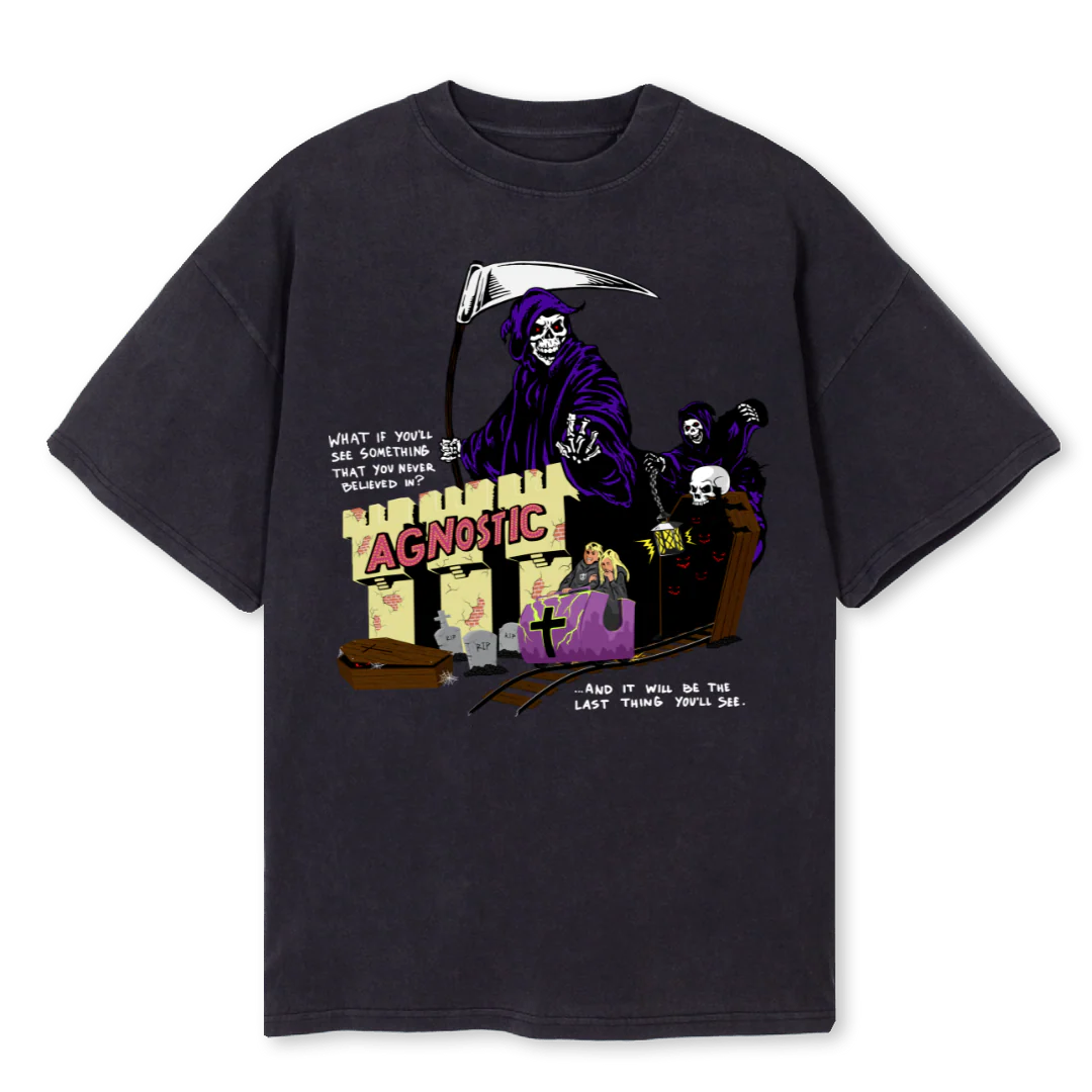 AGNOSTICDEATHVBTS Vintage Black Oversized Tee.