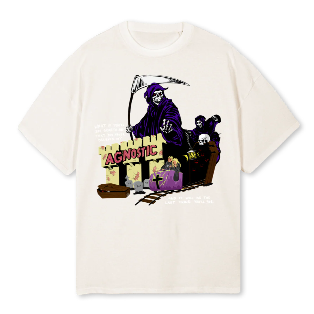 AGNOSTICDEATHVWTS Vintage White Oversized Tee.
