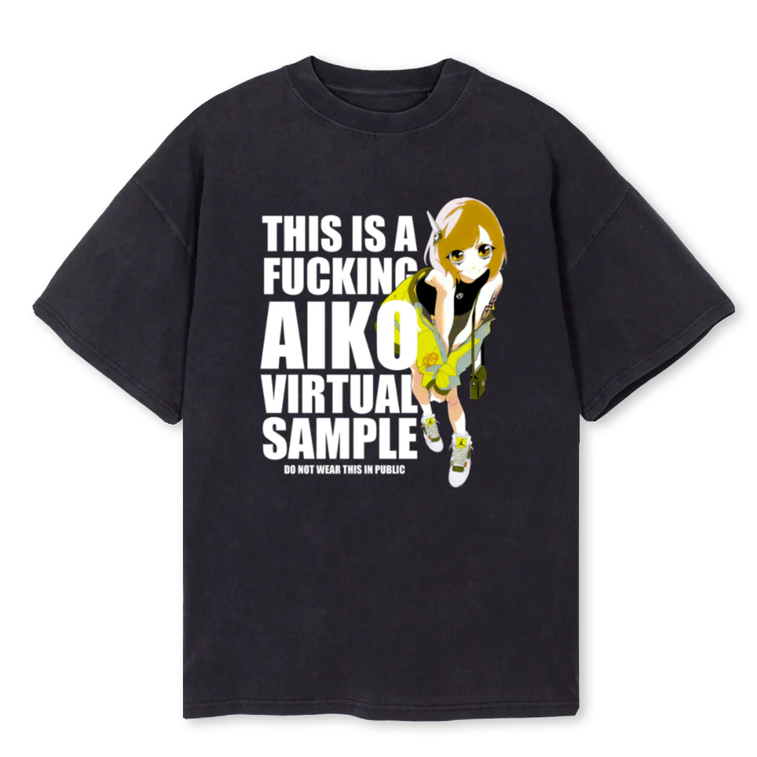 AIKO VIRTUAL OSTEE Vintage Black Oversized Tee.