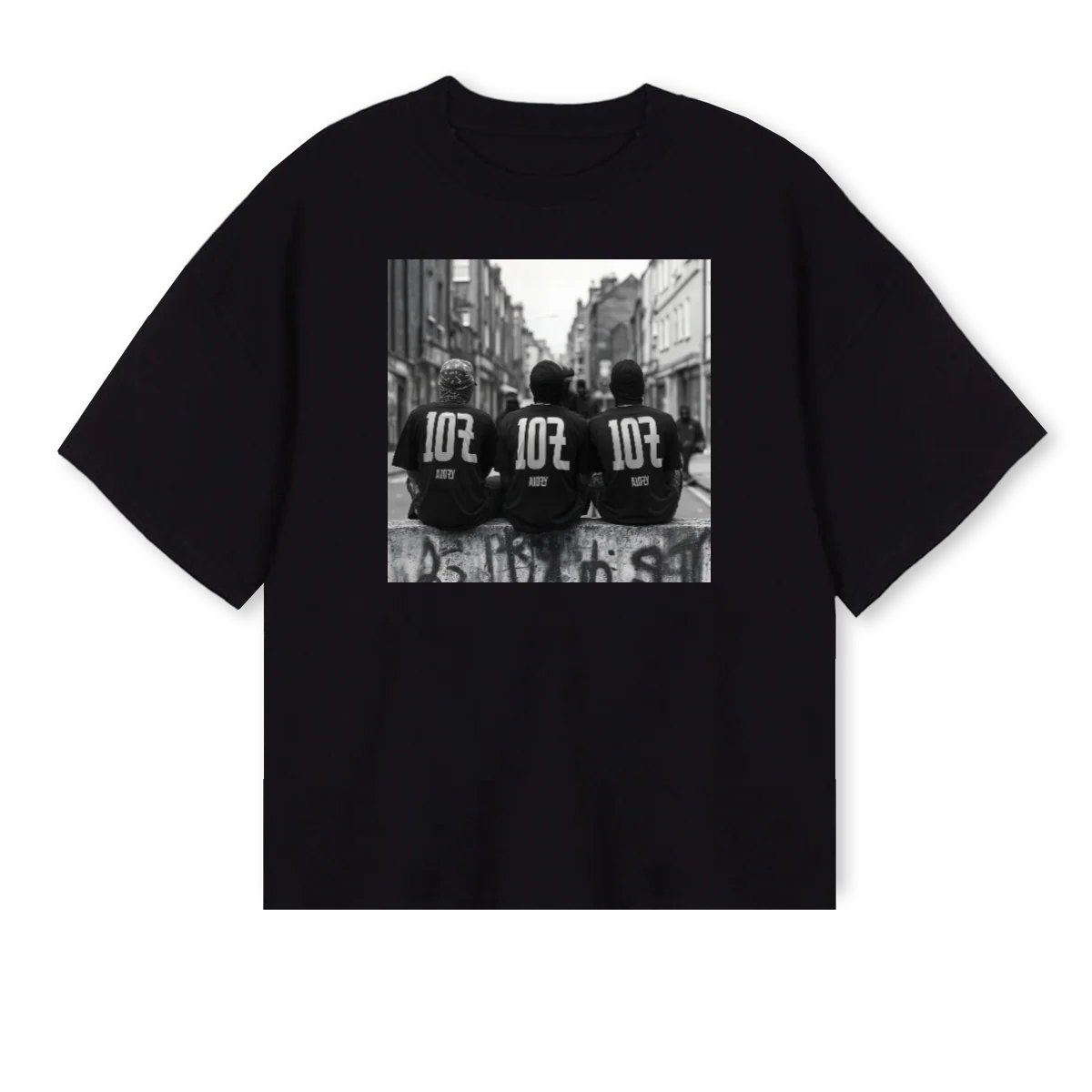 AIOZY CITY Black Oversized Boxy Tee.