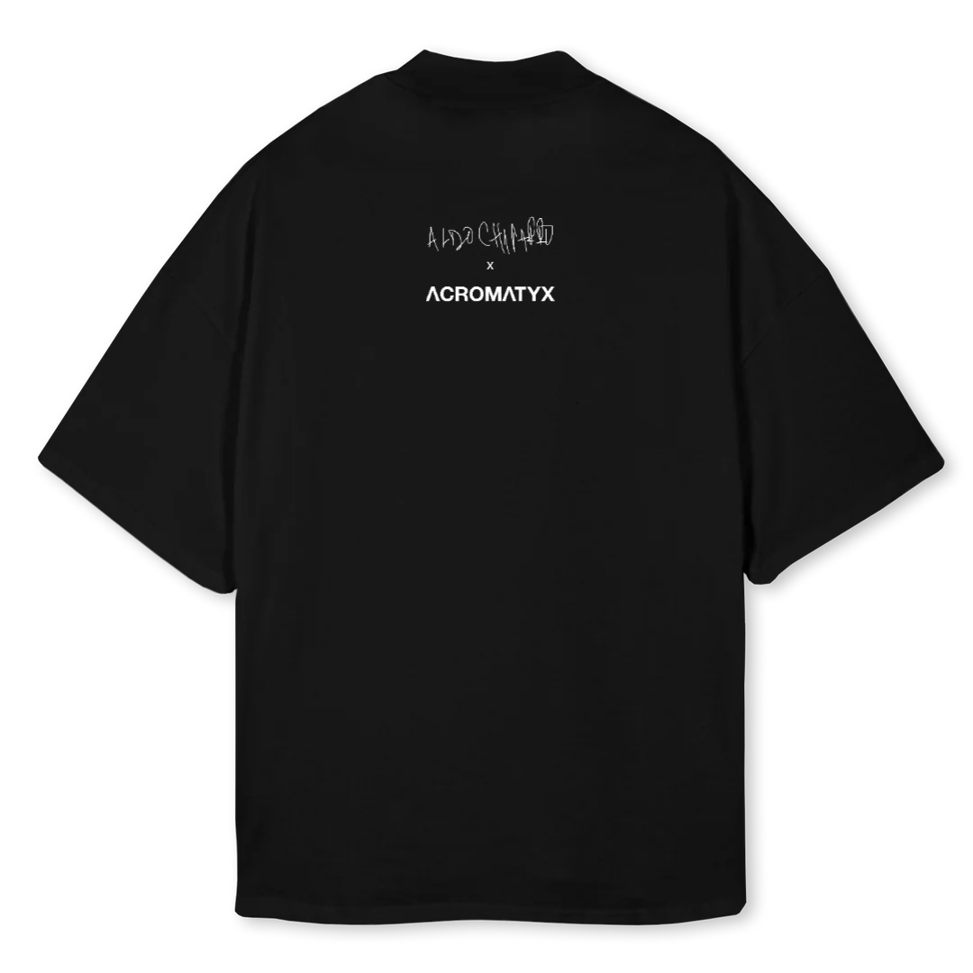 ALDOXACROMATYX Black Oversized Mock Neck Tee. - Image 2