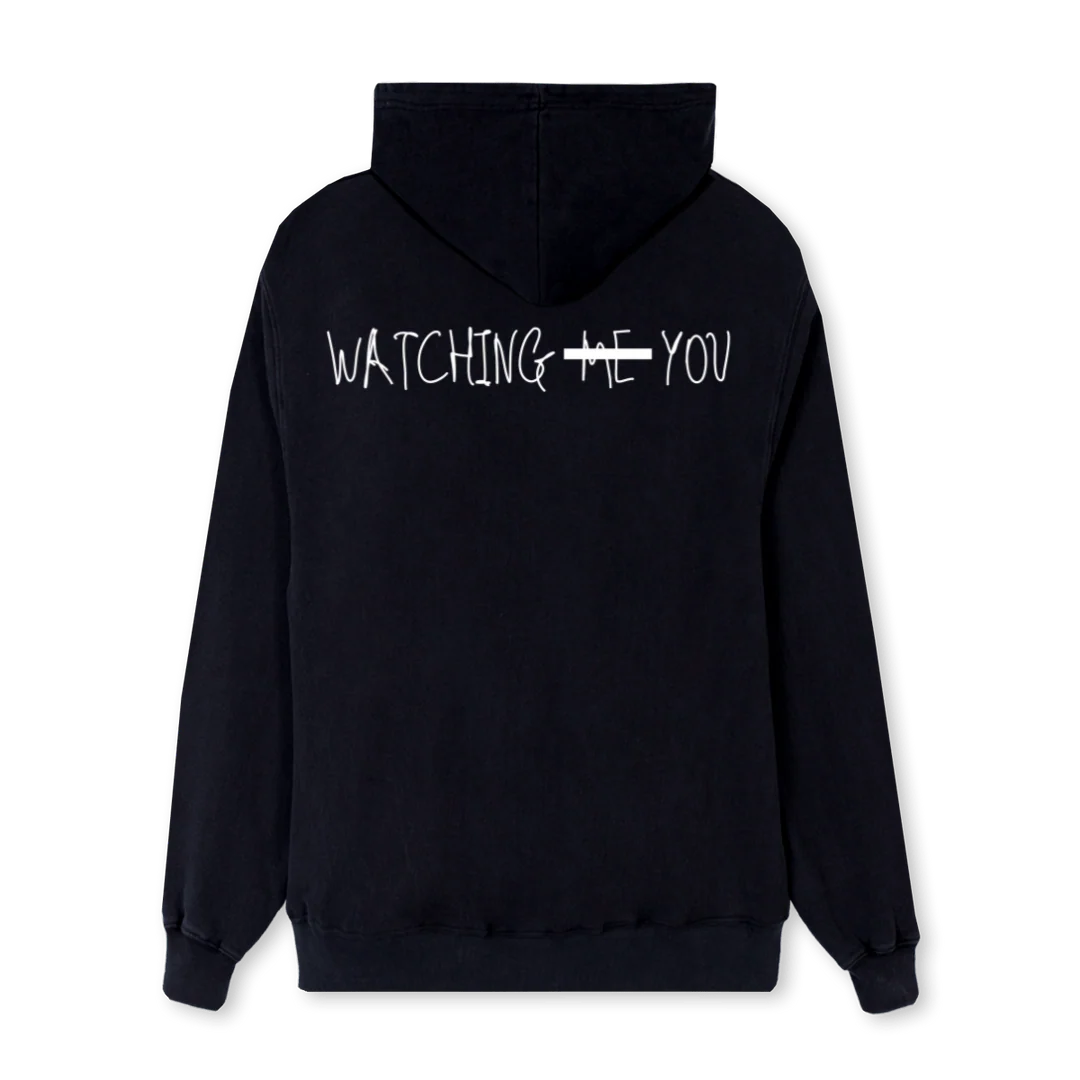 WATHCINGMEYOUHOOD_REG Black Regular Hoodie. - Image 2