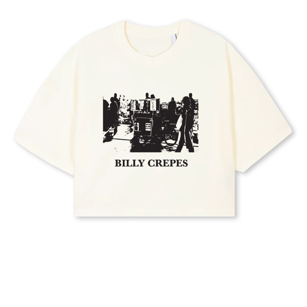ALEREWOMENS Cream Cropped Oversized Tee.