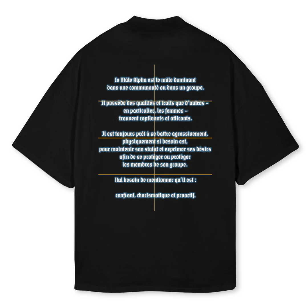 ALPHA WOL Black Oversized Mock Neck Tee. - Image 2