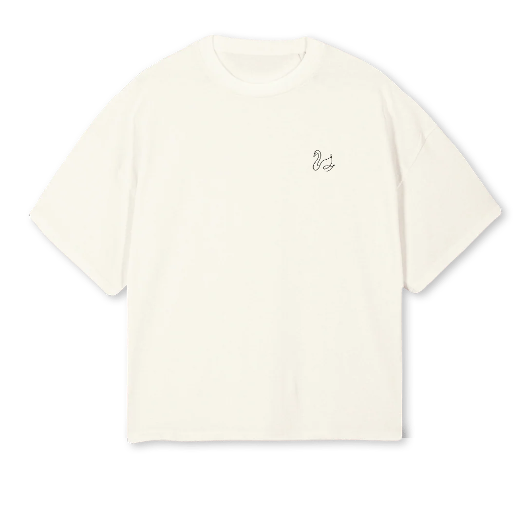 ALSTER SCHWAN Cream Oversized Boxy Tee.