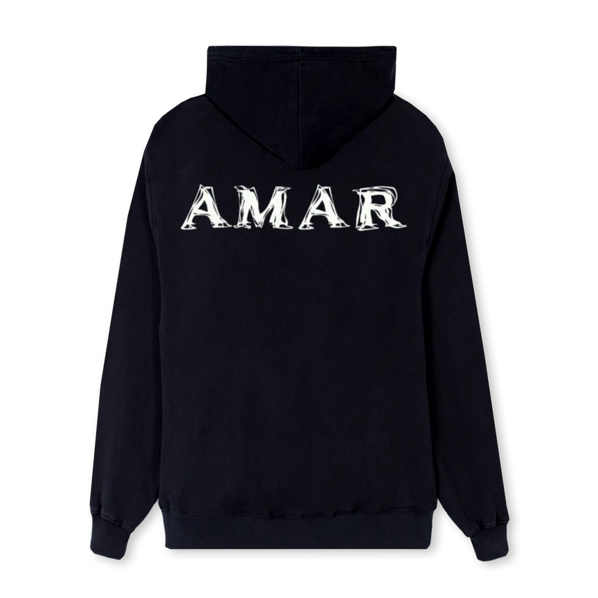 AMAR_1 Black Regular Hoodie. - Image 2