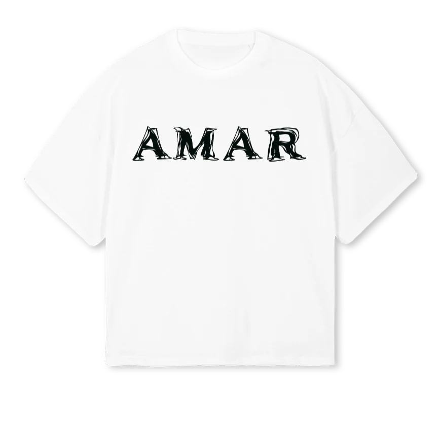 AMAR_4 White Oversized Boxy Tee.