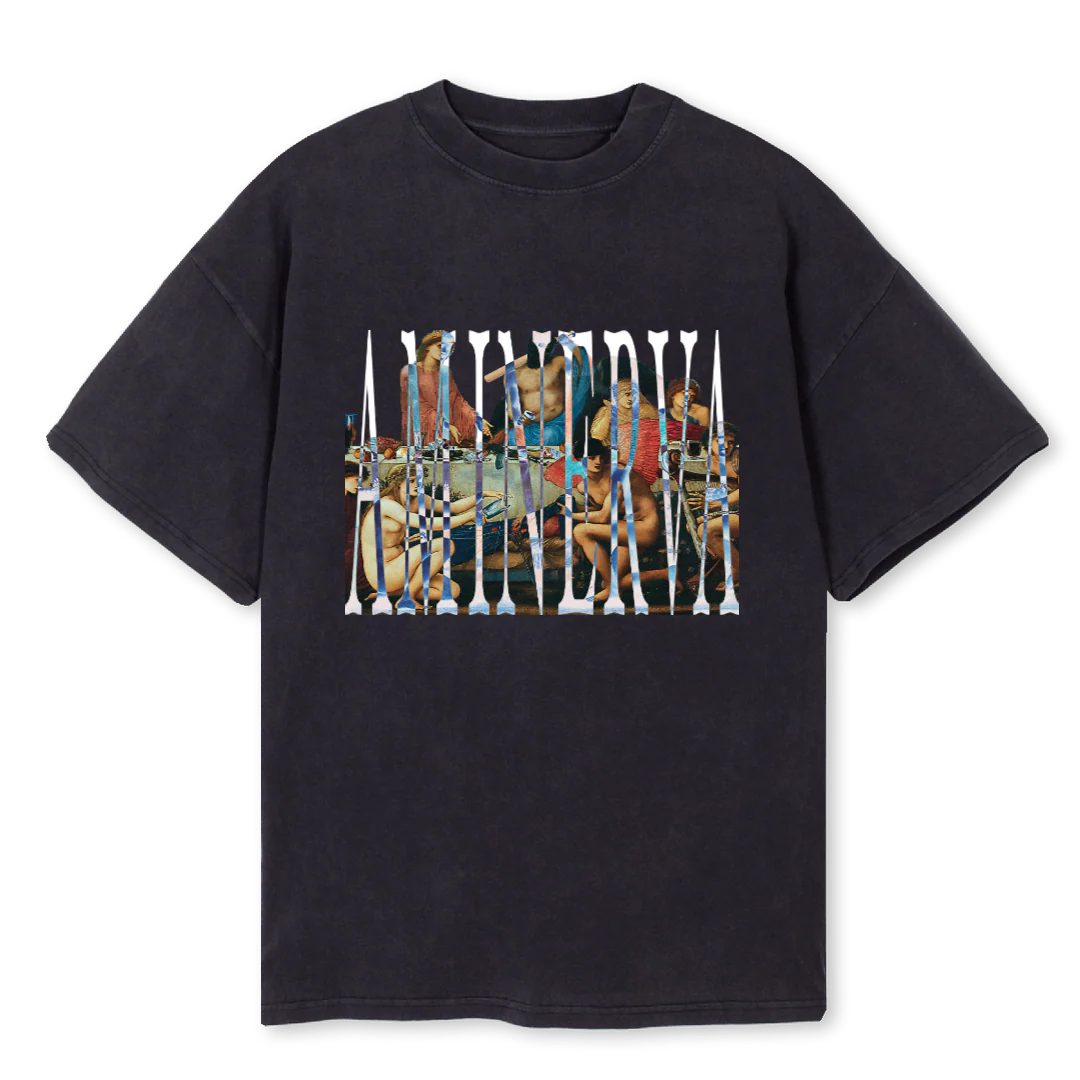AMINERVA NEO Vintage Black Oversized Tee.