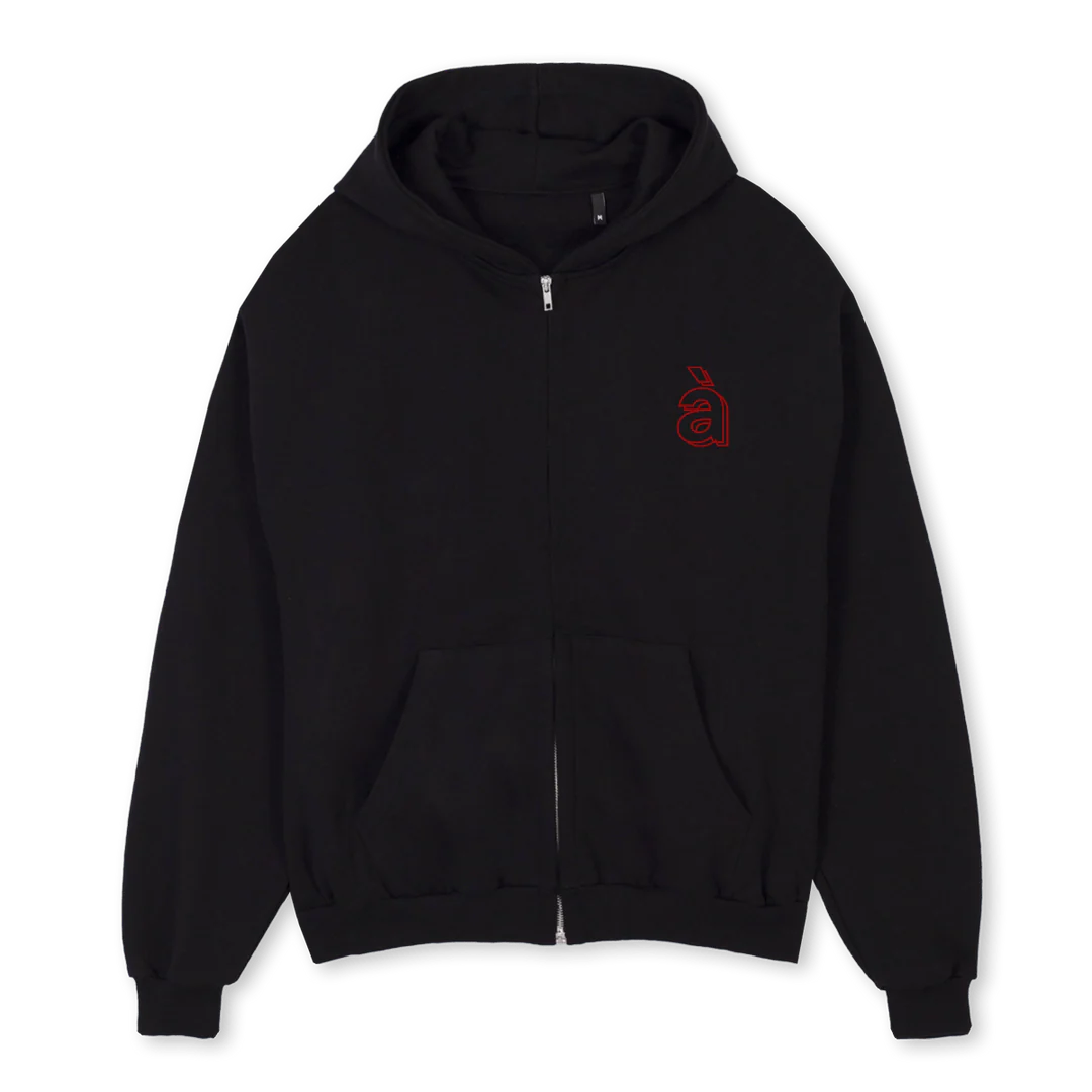 AMLBRABUS Black Oversized Zipped Hoodie.