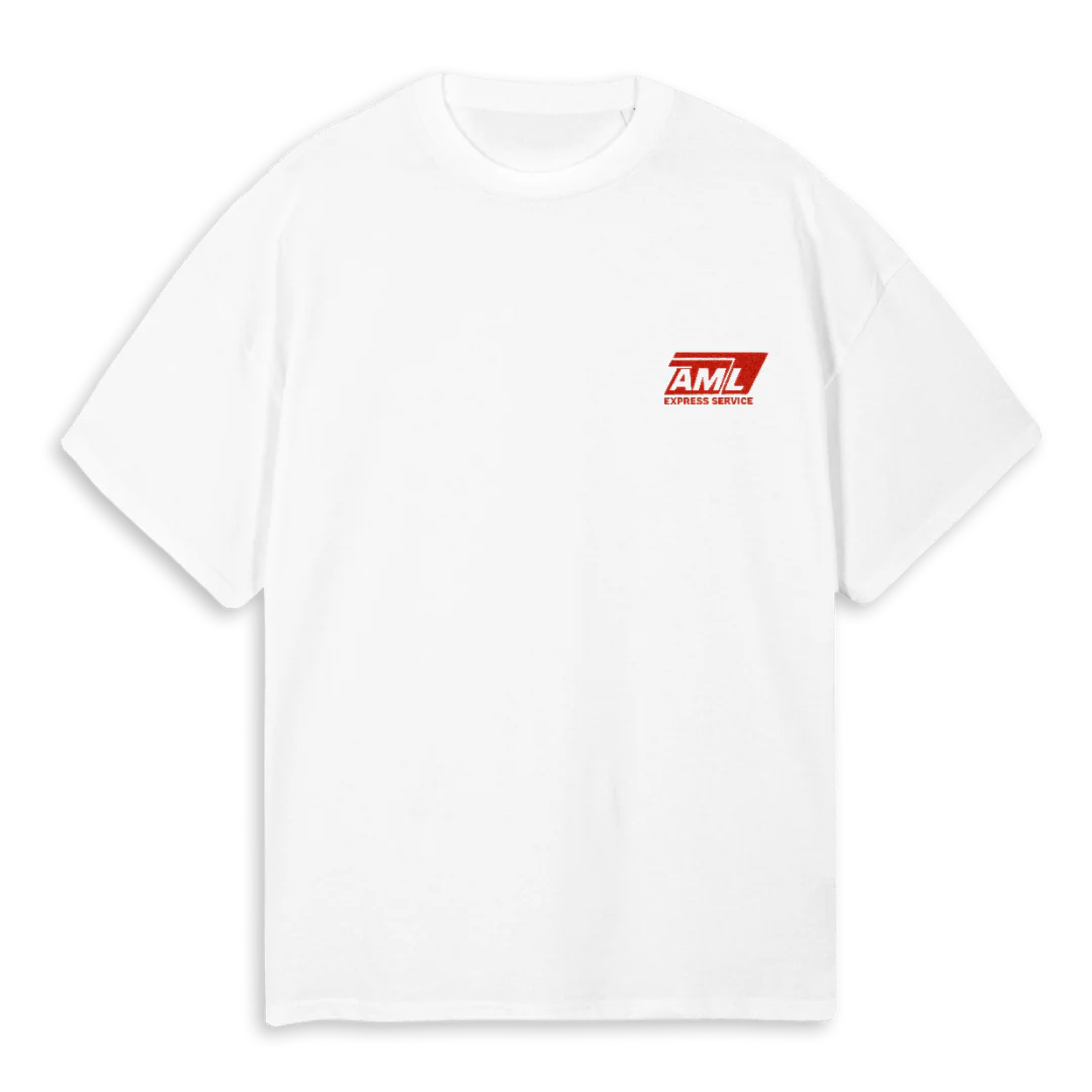 AMLEXPRESSRED White Oversized Tee.