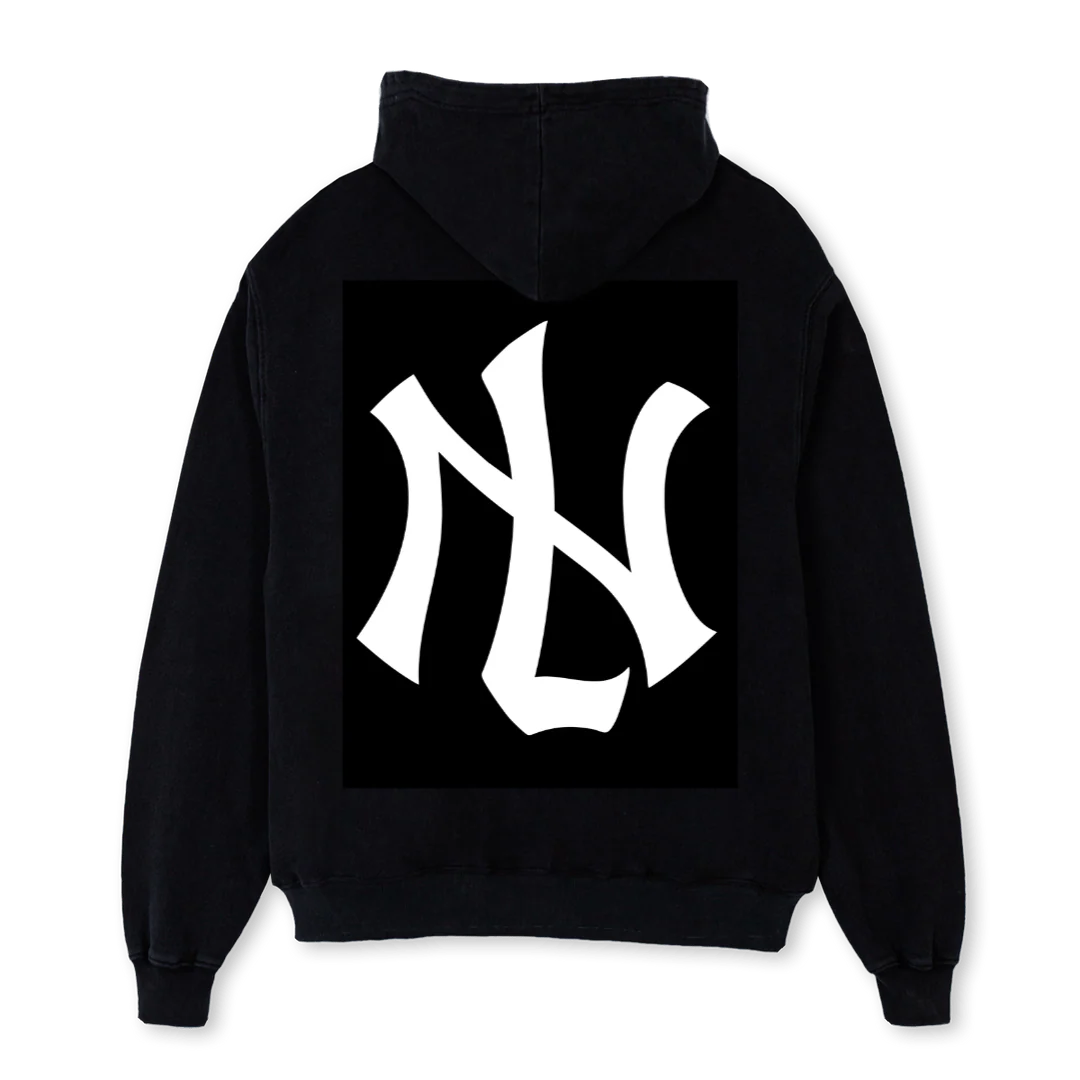 AMLNYFINALHOOD Black Oversized Hoodie. - Image 2
