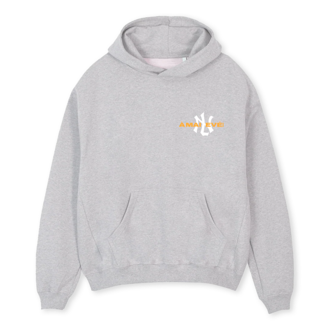 AMLNYFINALHOOD Light Grey Marl Oversized Hoodie.