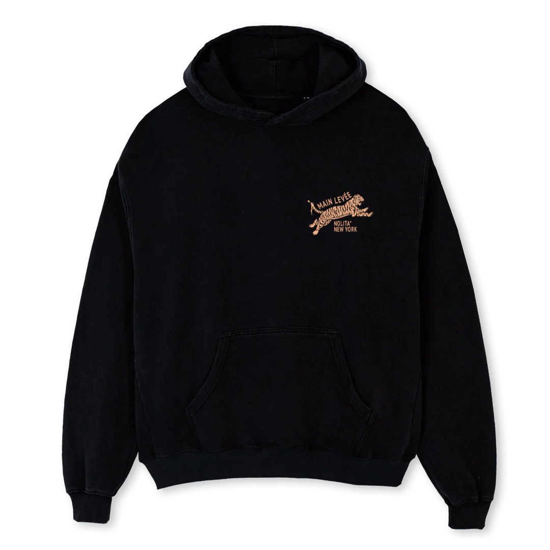 AMLTIGERURGENT Black Oversized Hoodie.