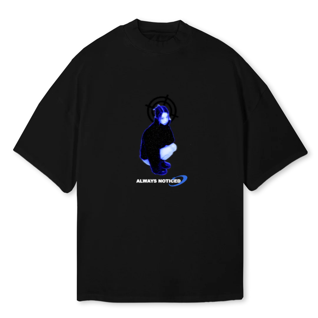 AN YK Black Oversized Mock Neck Tee.