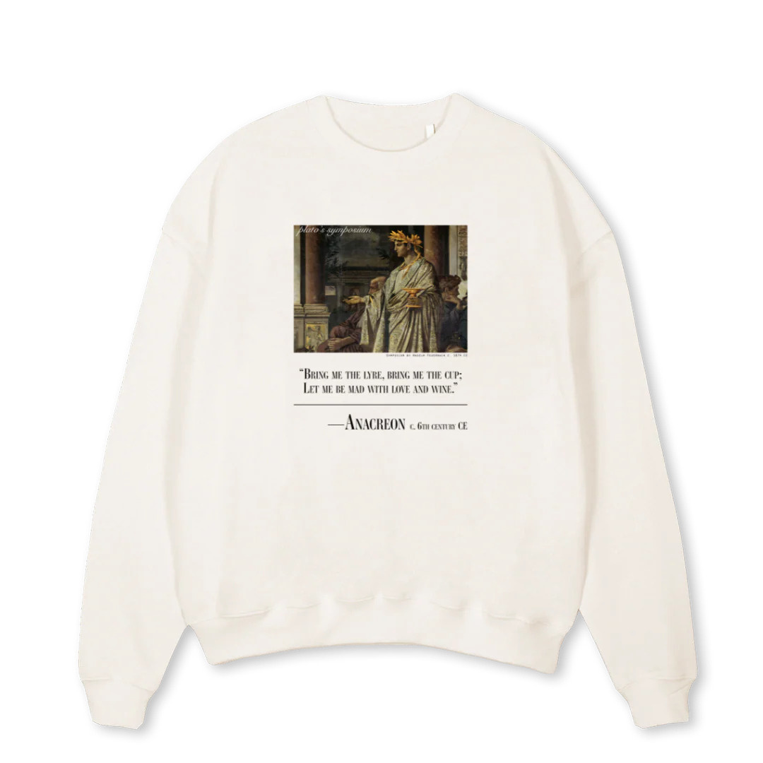 ANACREON Vintage White Oversized Crewneck Sweater.