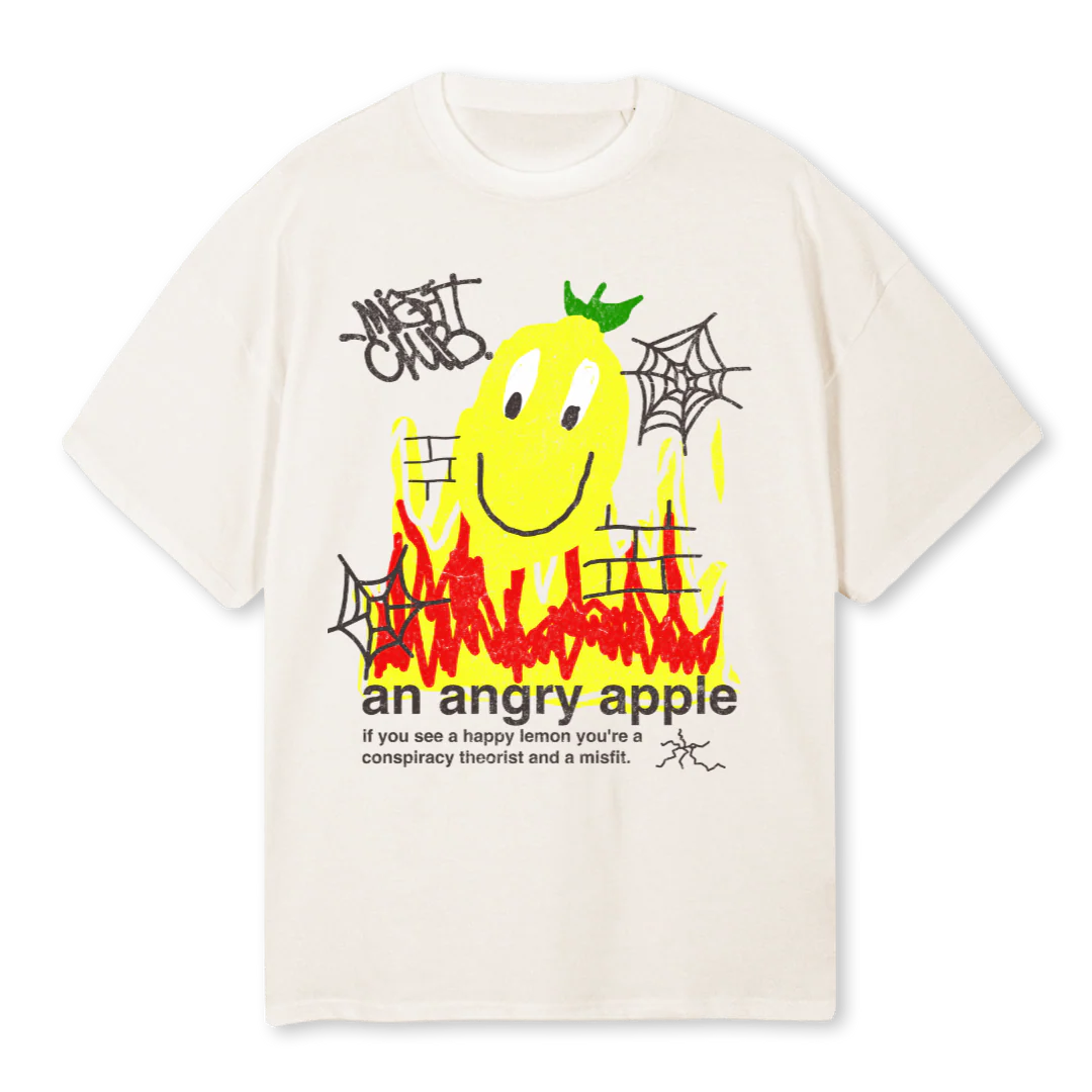 ANGRYAPPLE Vintage White Oversized Tee.