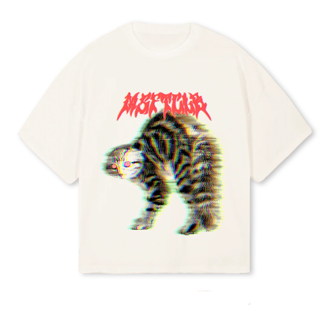 ANGRYCAT Vintage White Oversized Boxy Tee.