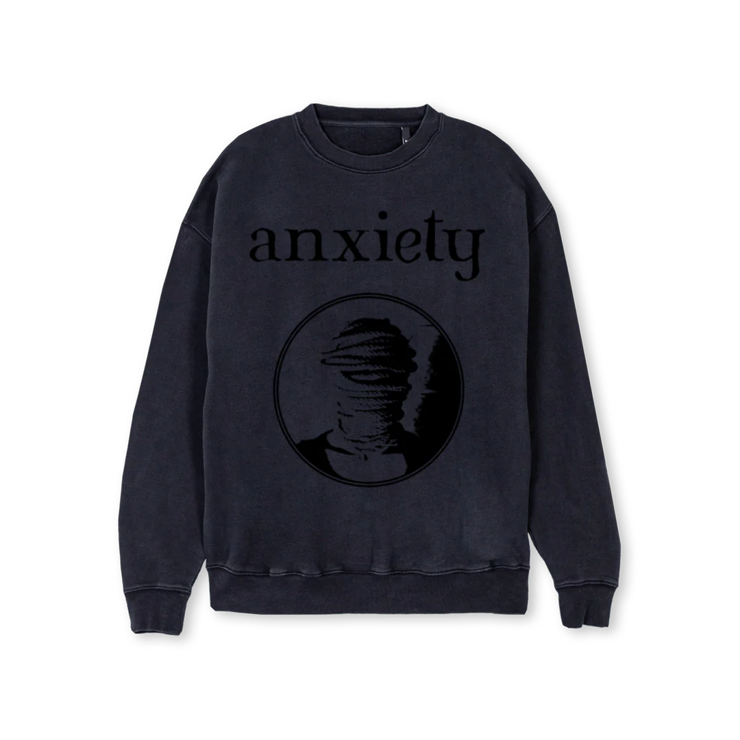 ANXIETYCREW Vintage Black Regular Crewneck Sweater.