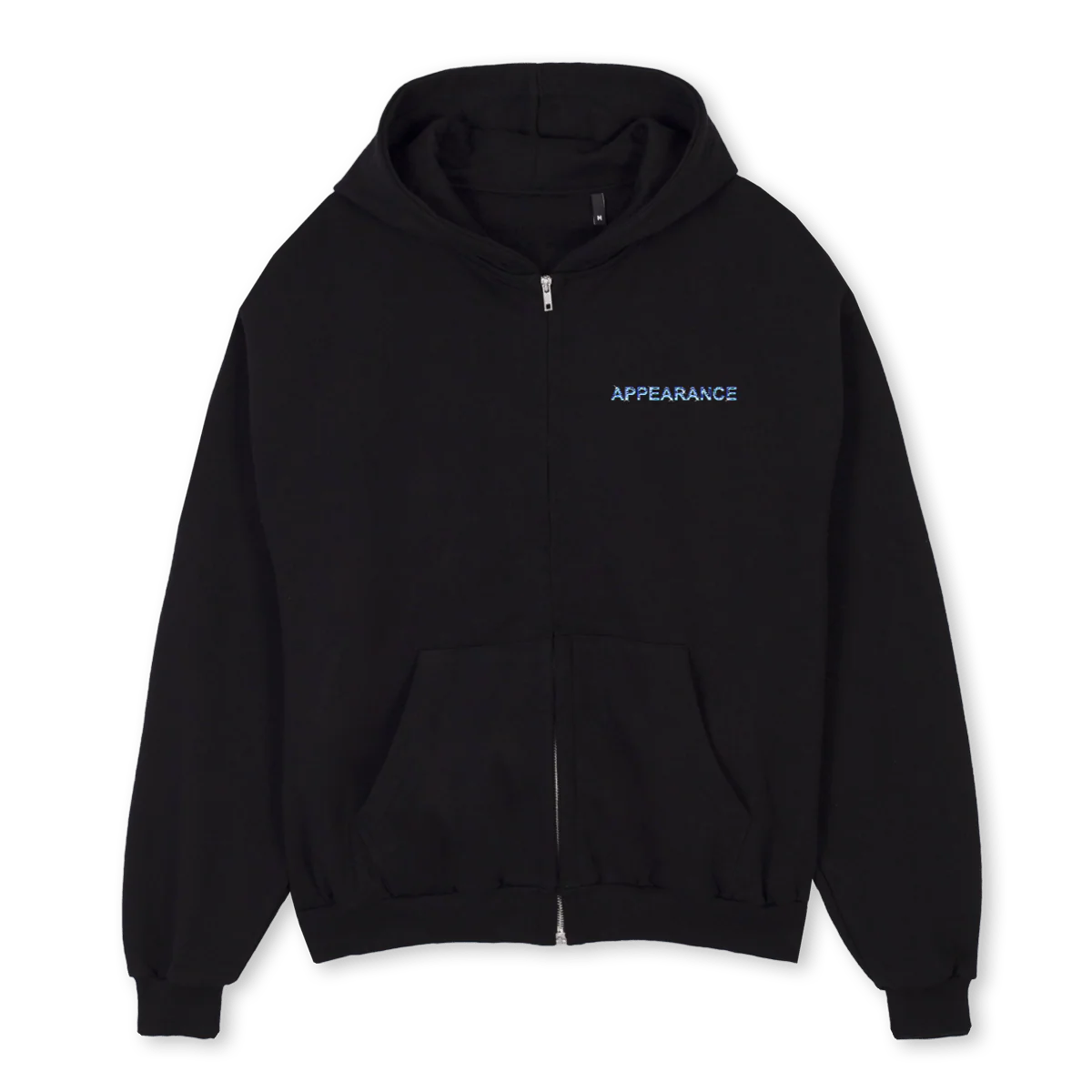 AP SHINY  Black Oversized Zipped Hoodie.