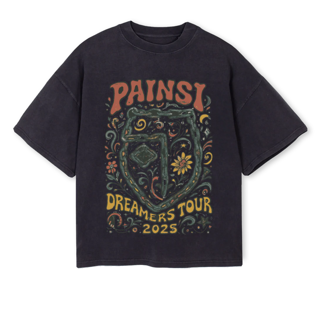 AP Vintage Black Oversized Boxy Tee.