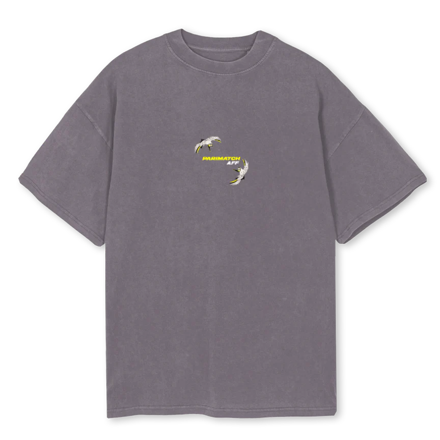 APMBIRDTSHIRTPG Pigment Grey Oversized Tee.
