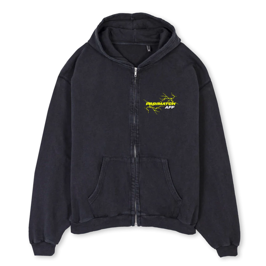 APMDRAGONHOODIE Vintage Black Oversized Zipped Hoodie.