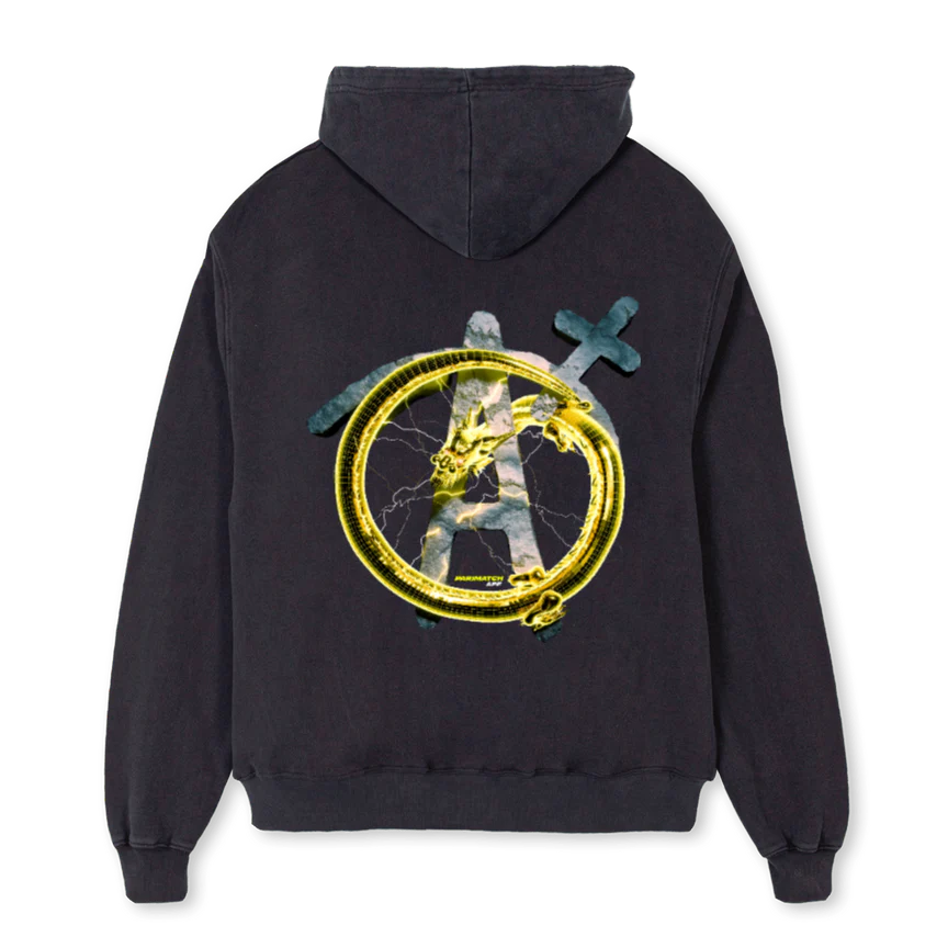 APMDRAGONHOODIE Vintage Black Oversized Zipped Hoodie. - Image 2